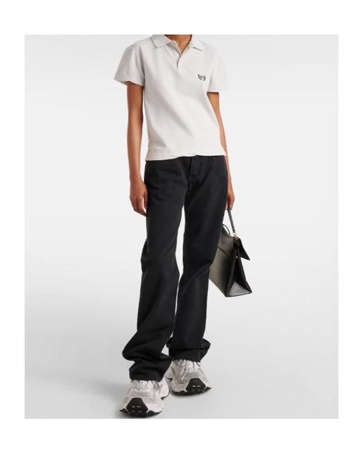 Balenciaga White Laurel Cotton Piqué Polo Shirt