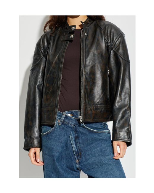 Stand Studio Black Alita Zip-Up Leather Jacket