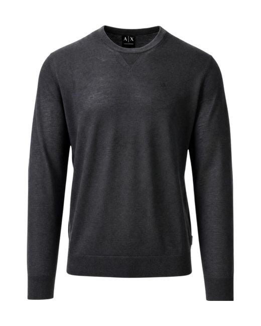 ARMANI EXCHANGE Black Long-Sleeve Crew-Neck Sweater for men