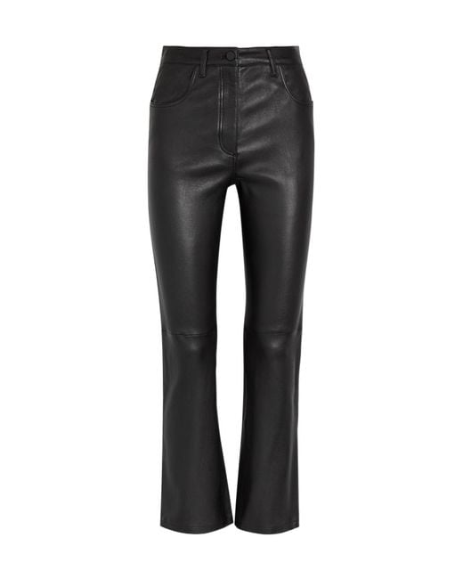 Joseph Gray Straight-Leg Leather Trousers