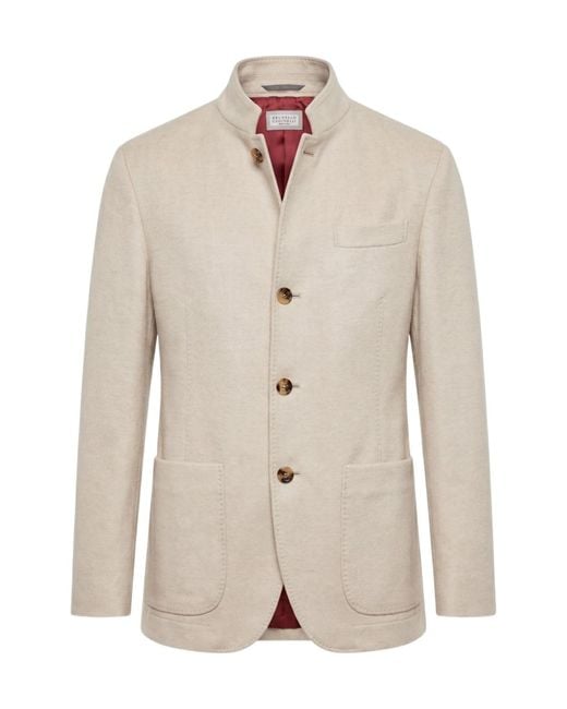 Brunello Cucinelli Natural Long Sleeve Casual Jacket for men