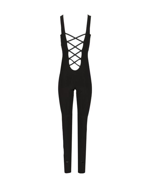 Norma Kamali Black Sleeveless Cut-Out Catsuit