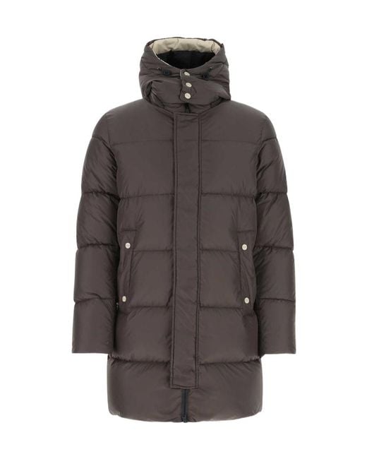 Herno Gray Feather-Down Padded Coat for men