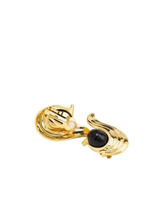 Ferragamo Metallic Earrings With Gems