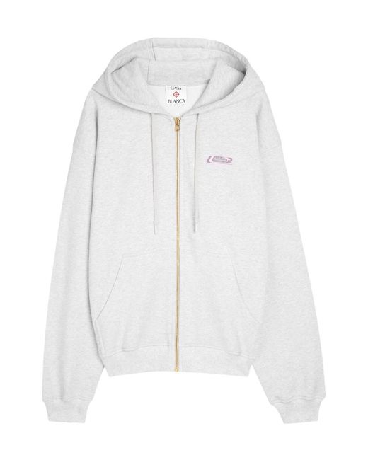 Casablanca White Hooded Cotton Sweatshirt for men