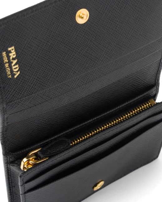 Prada Black Logo Plaque Fold-Over Wallet