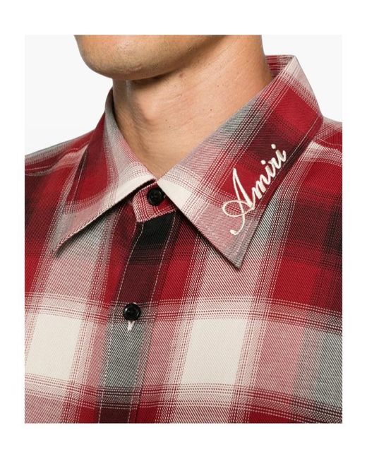 Amiri Red Checked Button-Up Shirt for men