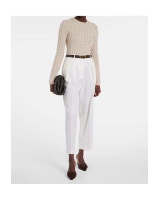Altuzarra White Emmett High-Rise Wool Tapered Pants