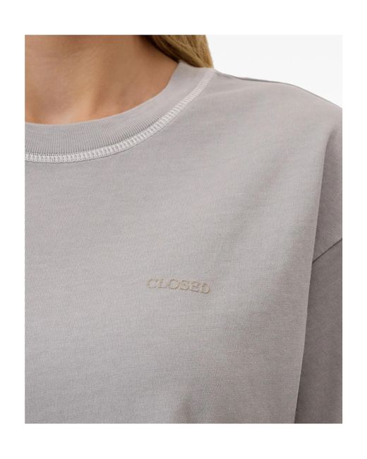 Closed Gray Trim-Detail Organic Cotton T-Shirt