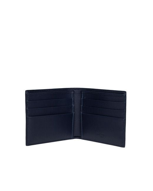 Dolce & Gabbana Blue Logo Plaque Bi-Fold Wallet for men