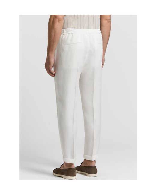 Peserico White Drawstring Tailored Trousers for men