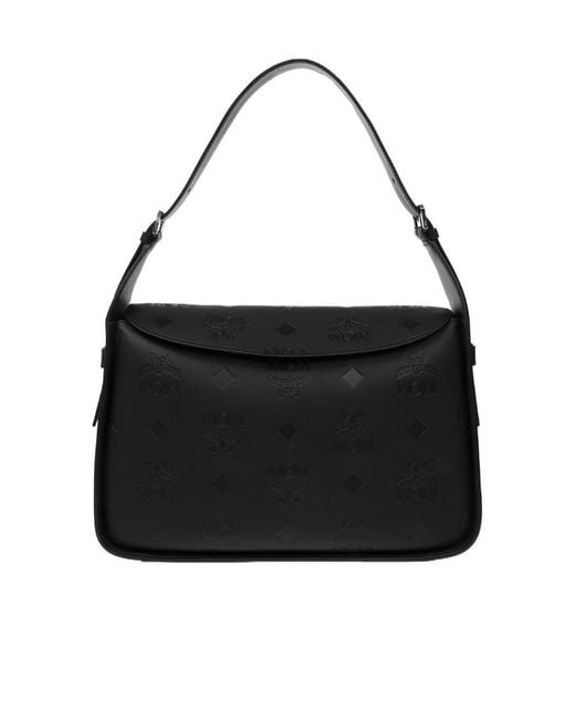MCM Black Large Aren Hobo Leather Tote Bag