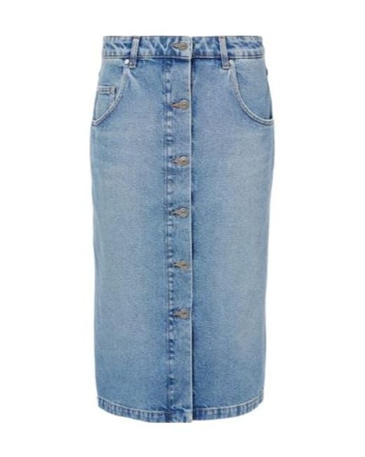 Stella McCartney Blue Chain-Detail Denim Midi Skirt