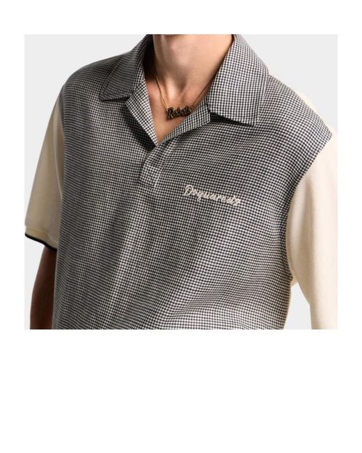 DSquared² Gray Checked Panel Polo Shirt for men