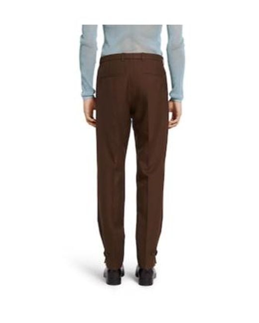 Gucci Brown Embossed Wool Twill Pants for men