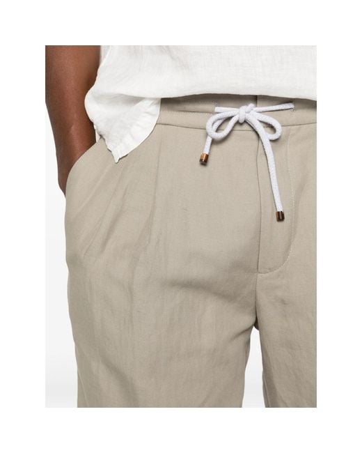 Brunello Cucinelli White Drawstring Pleated Shorts for men