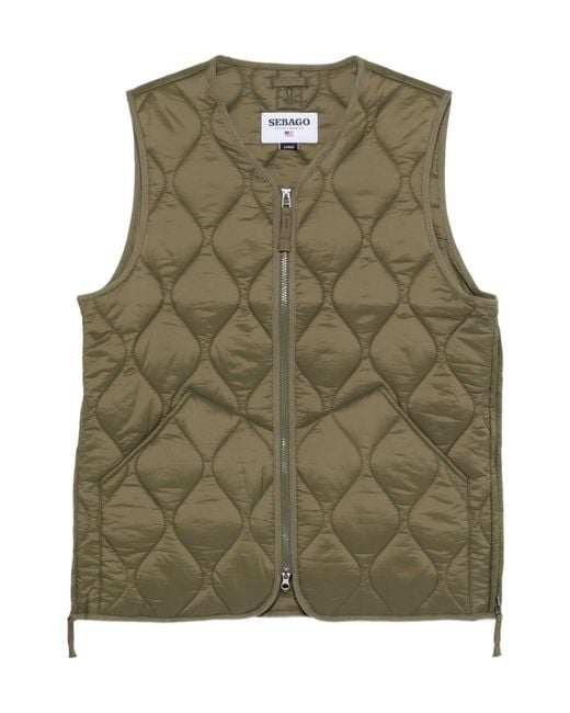 Sebago Green Quilted Zip-Front Vest for men