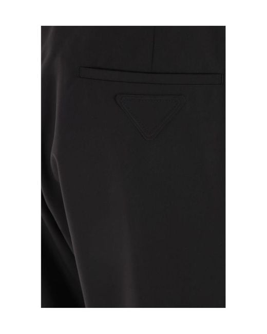 Prada Black Logo-Patch Wide-Leg Tailored Trousers for men