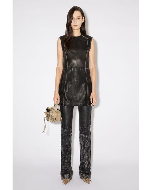 Acne Black Sleeveless Leather Minidress