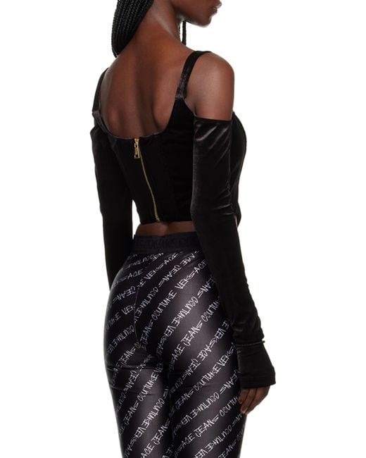 Versace Black Suspender Long-Sleeved Blouse