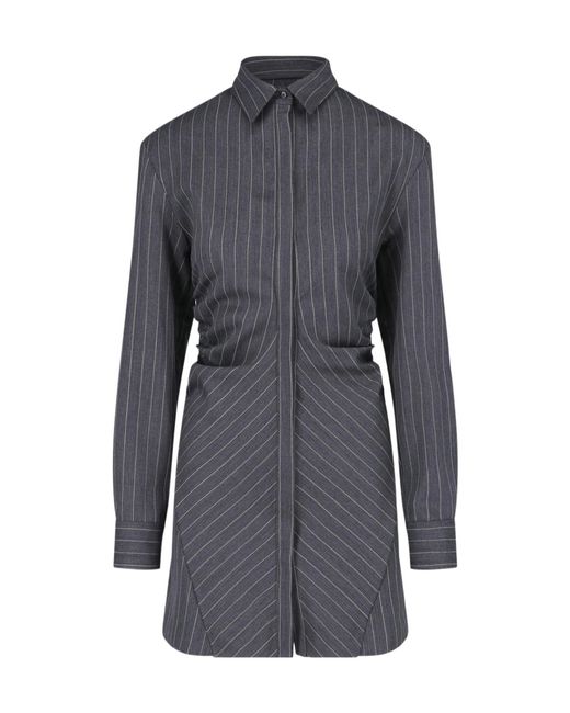 Dondup Blue Buttoned Striped Shirt Dress