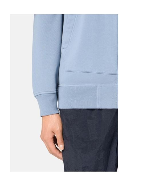 Stone Island Blue Logo Patch Zip-Up Hooded Jacket for men