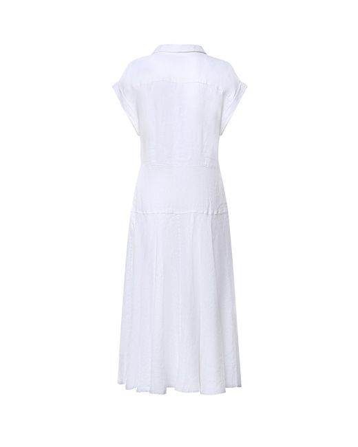 Polo Ralph Lauren White A-Line Linen Midi Shirt Dress