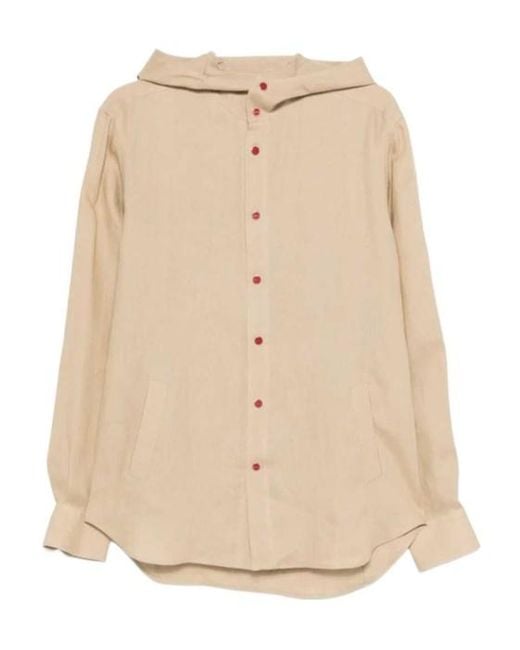 Kiton Natural Hooded Button Shirt for men