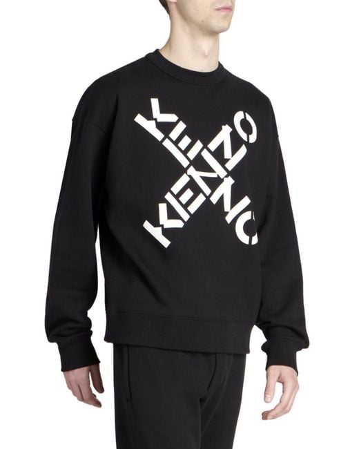 KENZO Black Sport Big X Logo Print Sweatshirt for men
