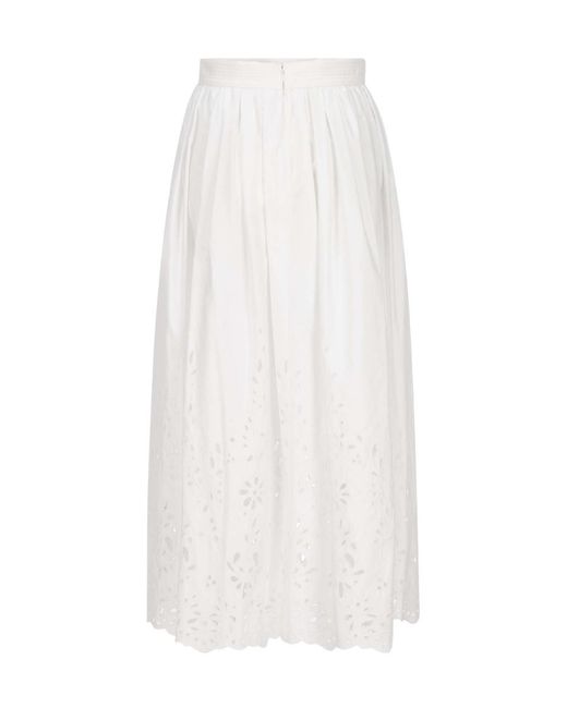Chloé White Chloé Embroidered Mid-Length Skirt