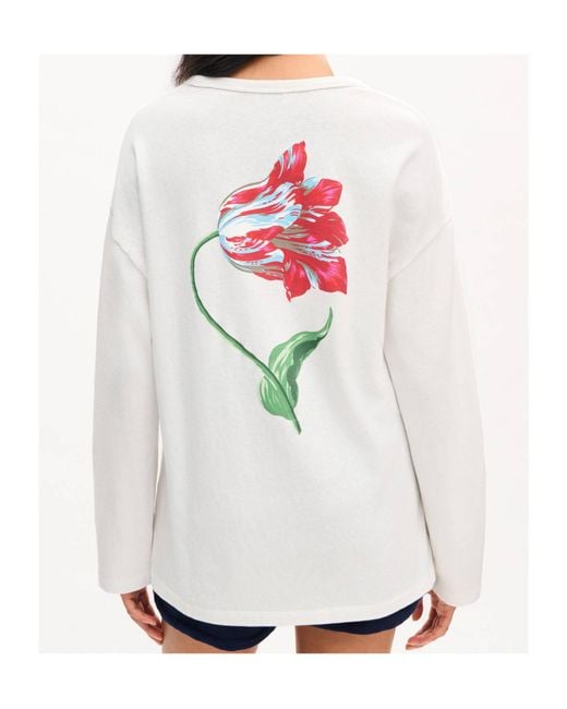 KENZO White Tulip Long Sleeves Relax T-Shirt