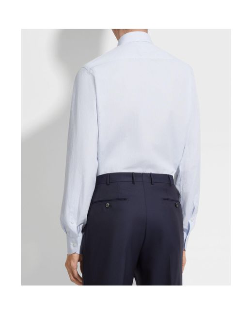 Zegna White Light And Micro-Striped Centoventimila Cotton Shirt for men