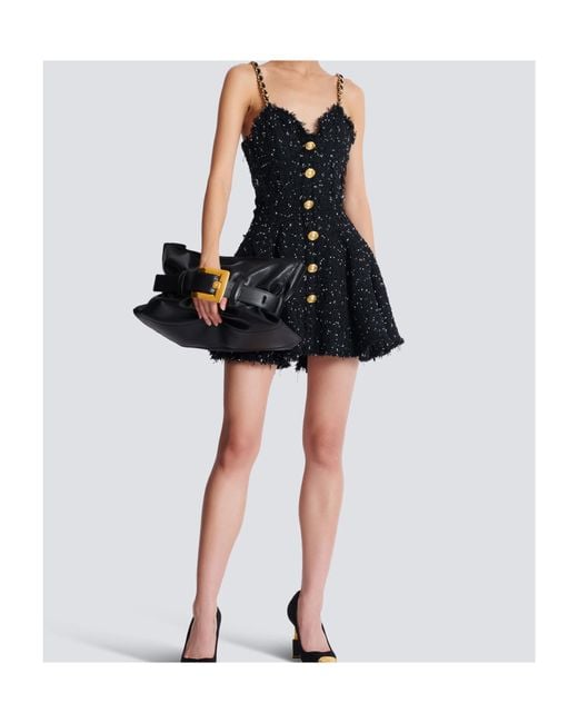 Balmain Black Tweed Mini Dress
