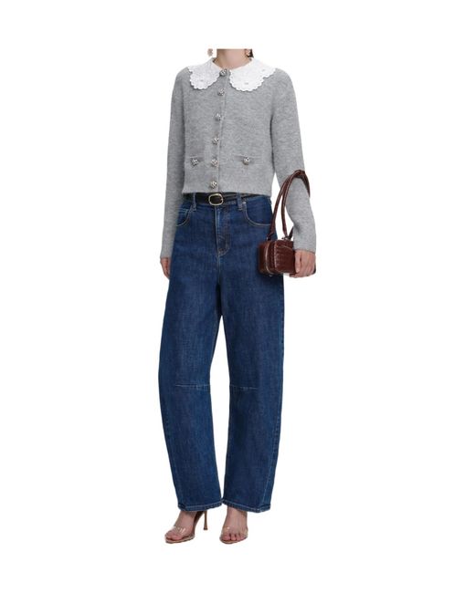 Self-Portrait Blue Lace Collar Cardigan
