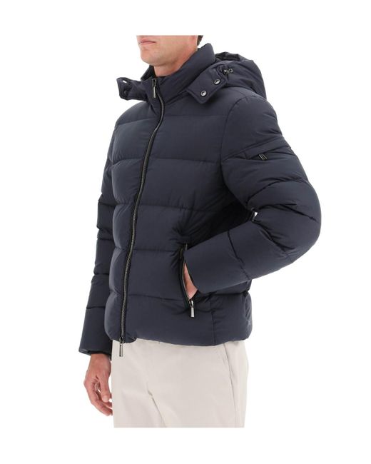 Moorer Blue Brett-Skt Hooded Zipped Down Jacket for men