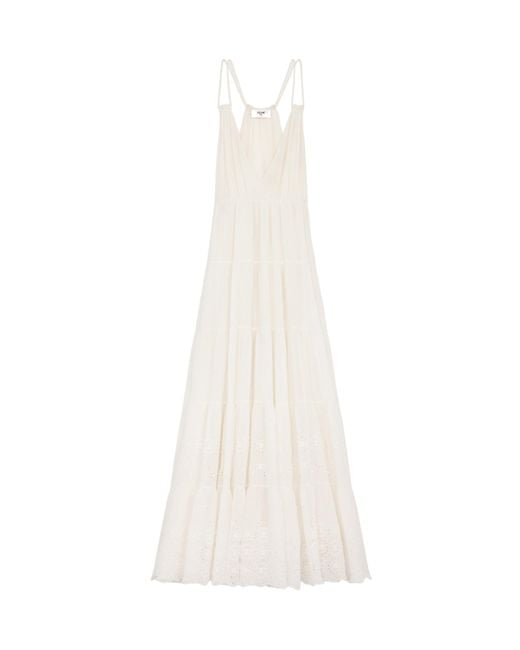 Céline White Embroidered Long Dress