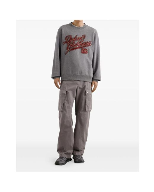 Dolce & Gabbana Gray Long Sleeve Crew-Neck Sweatshirt for men