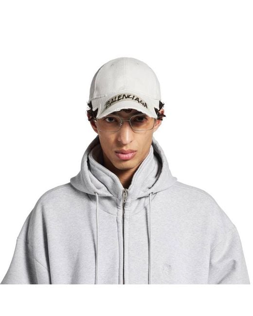 Balenciaga White Masking Tape Dirty Effect Cap for men