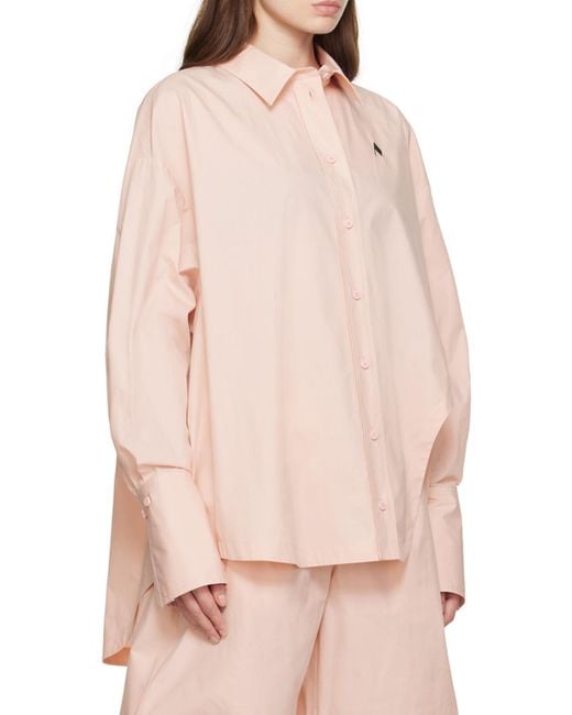 The Attico Natural The Logo Embroidered Buttoned Shirt
