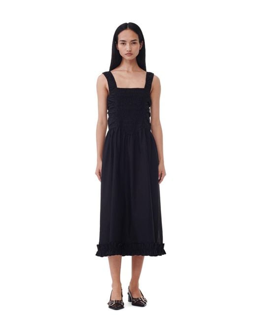 Ganni Black Cotton Strap Dress