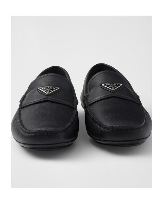 Prada Black Leather Driving Shoes for men