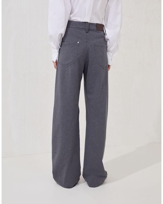 Brunello Cucinelli Blue High Waisted Straight Leg Trousers