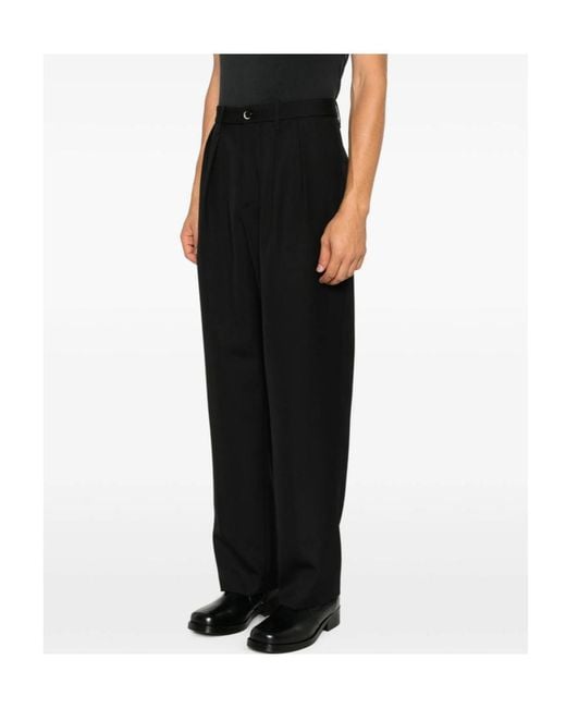 Nine:inthe:morning Black Kai Pleated Straight-Leg Trousers for men