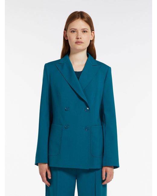 Weekend by Maxmara Blue Double-Breasted Long-Sleeved Blazer