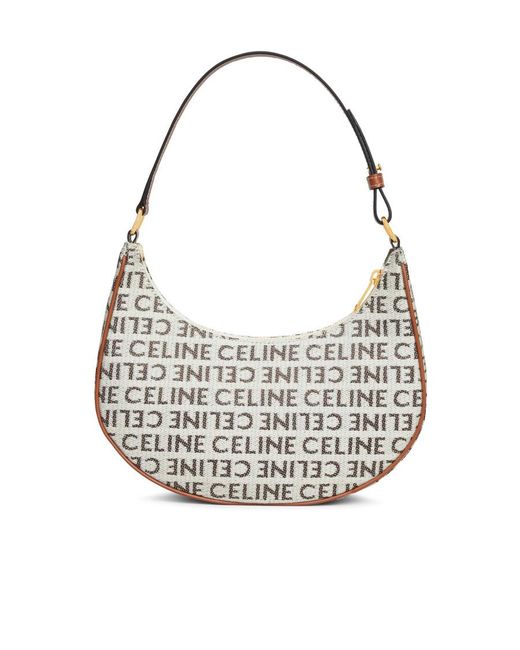 Céline White Logo Shoulder Bag