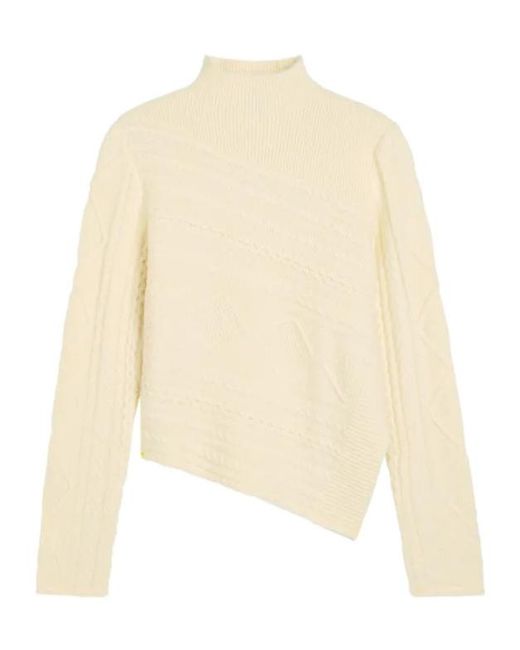 Staud Natural Sidney Cable-Knit Asymmetric Sweater
