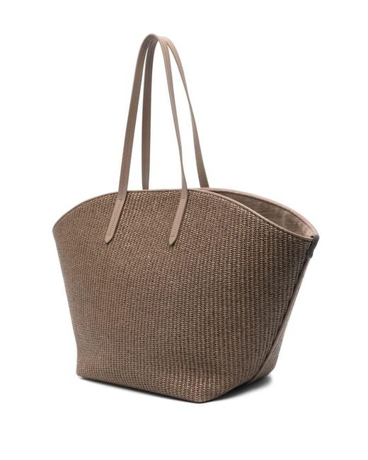 Brunello Cucinelli Brown Woven Top Handle Bag