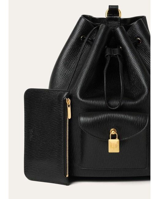 Loro Piana Black Extra Drawstring L27 Backpack