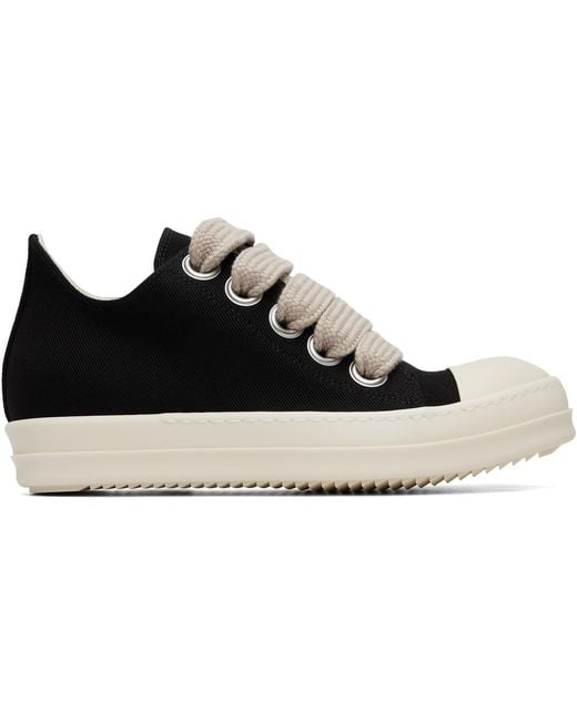 Rick Owens Black Lace-Up Low-Top Sneakers for men