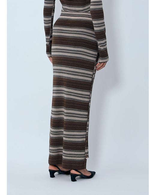 KNWLS Black Striped Knit Midi Skirt